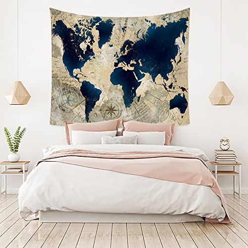 Yanr Vintage World Map Tapestry Wall Hanging World Map Wall Art Poster Tapestries Old Nordic Style Large Map Of The World Map Mural Room Decor For Bedroom Aesthetic…,100Cm X 150Cm(39 X 59Inches) #TOP4