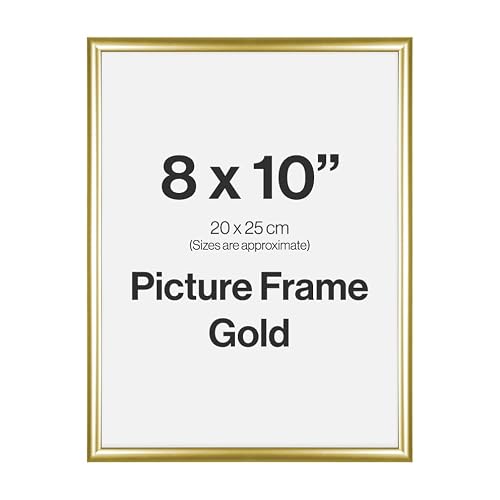 Image of Modern Gold 8x10 Photo Frame for 8x10 (20 x 25cm) Photos or Pictures, Plexi Glass, Freestanding or Wall Mounted Landscape or Portrait