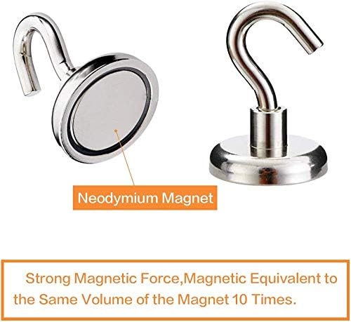 VNDUEEY 100LBS Premium Magnetic Hooks（8 Pack） Strong Hold Hooks Neodymium Magnetic Hooks D32 Heavy Duty Magnets Rare Earth Magnet Hook