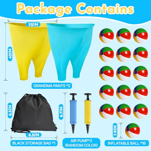 2 Pcs Granny Pants Yard Game Set with Storage Bag, Includes 16 Bouncy Balls & 2 Pumps, Outdoor Funny Party Game for Adults & Family, Ideal for Team Building, Birthdays & Field Day Games by VintiqArti - Image 2
