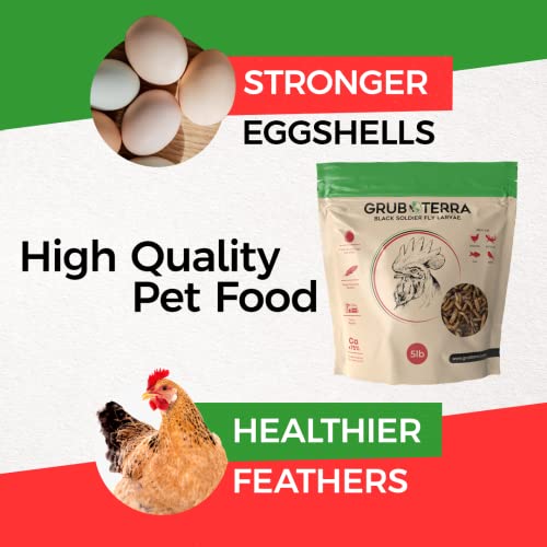 Grub Terra Natural Healthy Chicken Treats, Black Soldier Fly Larvae Made In Usa And Canada, For Chicken, Ducks, And Wild Birds, 75X More Calcium Than Dried Mealworms #TOP2