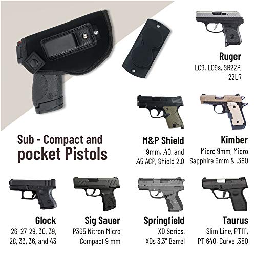 Combo Iwb Gun Holster + Magnet - By Ph - Concealed Carry - Soft Interior - Fits M&P Shield 9Mm.40.45 Auto/Glock 26 27 29 30 33 42 43 / Ruger Lc9, Lc380 - Taurus Slim, Pt111, Gx4 - Springfield Xd #TOP1