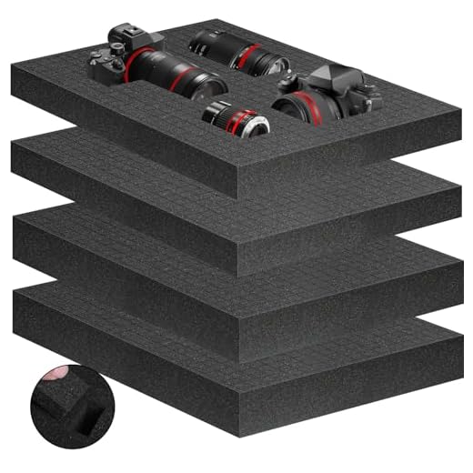 Eunice 4Pcs Polyurethane Foam Inserts -2 Size 16 x 12 x 1.5 Inch & 16 x 12 x 2 Inch Pick and Pluck Foam Padding Sheets for Tool Box, Camera Storage and Crafts