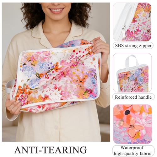 6 Pcs Compression Packing Cubes Waterproof Suitcase Travel Bag Luggage Backpack Organizer Travel Cubes for Packing-Small Floral Print by ysnifeiw - Used condition - Image 4