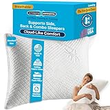 Xtreme Comforts Memory Foam Pillows Made in The USA - Standard Size, Slim Cooling Pillow for Sleeping on Side, Back & Stomach - Firm and Soft Bed Pillows