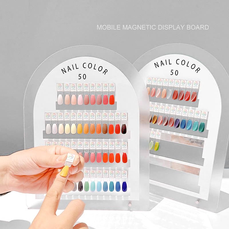 Acycoin2A 50 Colors Magnetic Detachable Nail Color Testing Plate Stand Visible Acrylic Nail Polish Dip Powder Color Display Board Nail Art UV Oil Glue Showing Tools