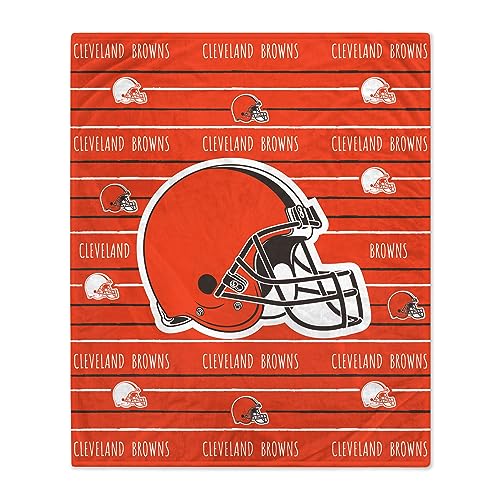 Pegasus Home Fashions Cleveland Browns 60 x 80 Logo Stripe Flannel Fleece Blanket