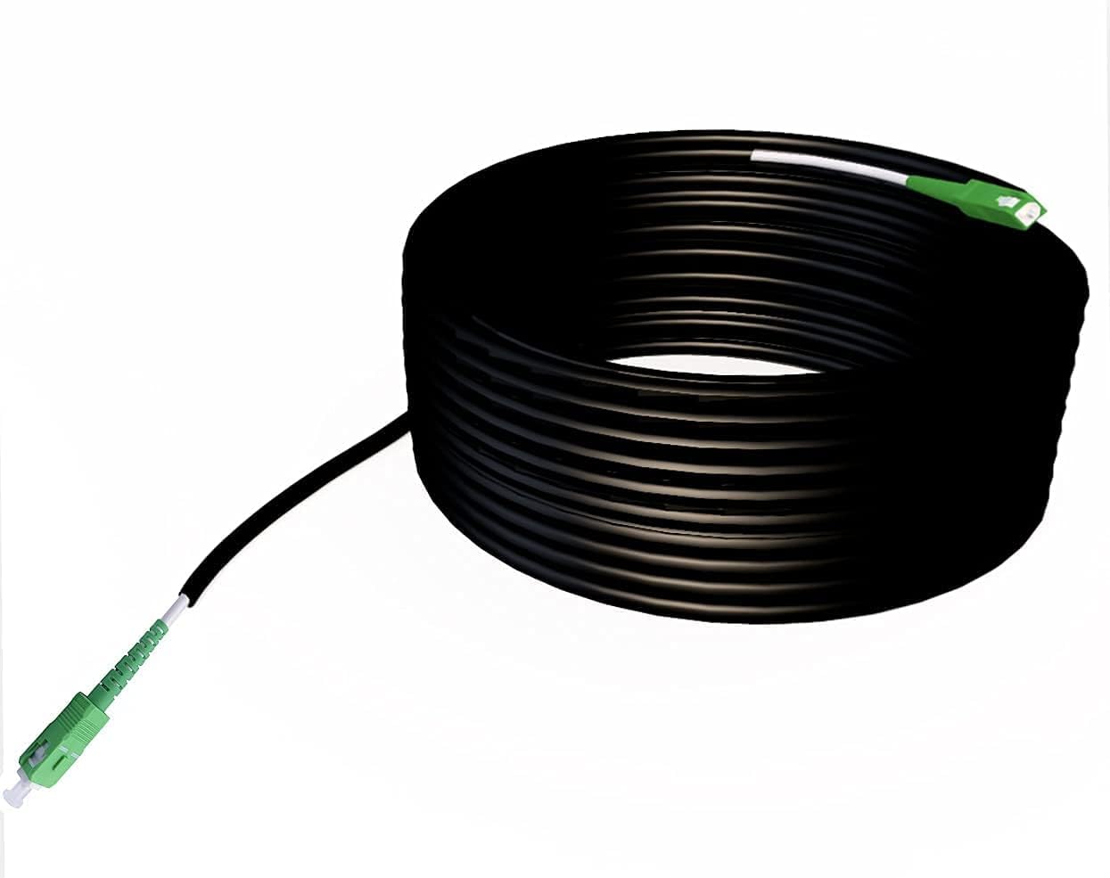Elfcam® - 50m/164ft Outdoor and Indoor Fiber Optic Cable, Simplex Singlemode SCA to SCA for Verizon Fios, Google Fiber and FTTH, 50 Meters
