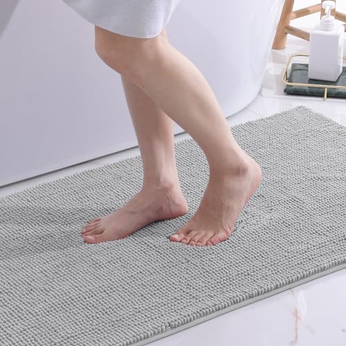 OLANLY Chenille Badematte rutschfest Badezimmerteppich Groß, 60x120 cm