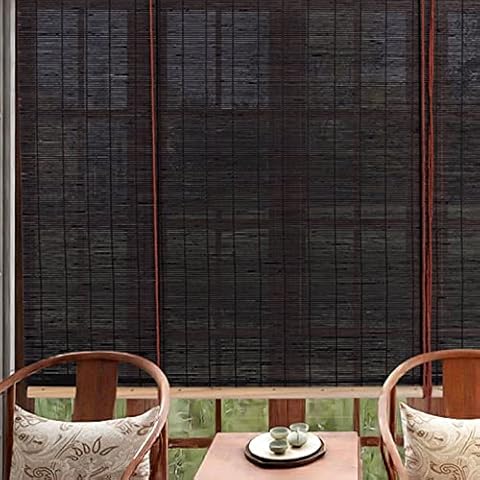 SZZT Natural Bamboo Roll Up Window Blind,Roll Up Blind,Non-Transparent Bamboo Roller Blind,Blind Sun Shade,Handwoven Bamboo Blind,with Lift,for Outdoor/Indoor/Custom Size Cover
