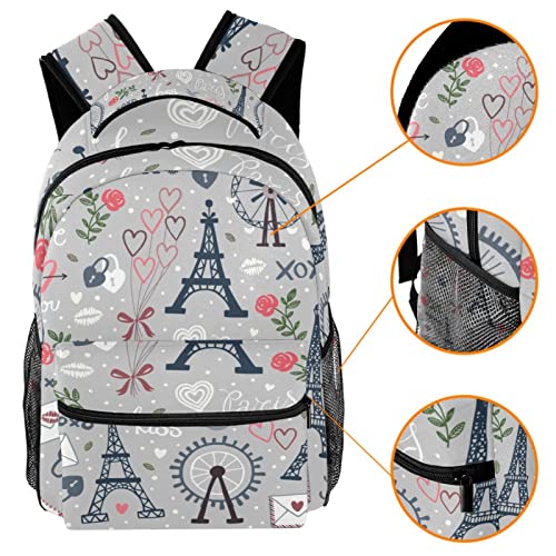 Sac à dos de voyage Leisure Campus à motif Tour Eiffel équipé d'un porte-bouteille externe