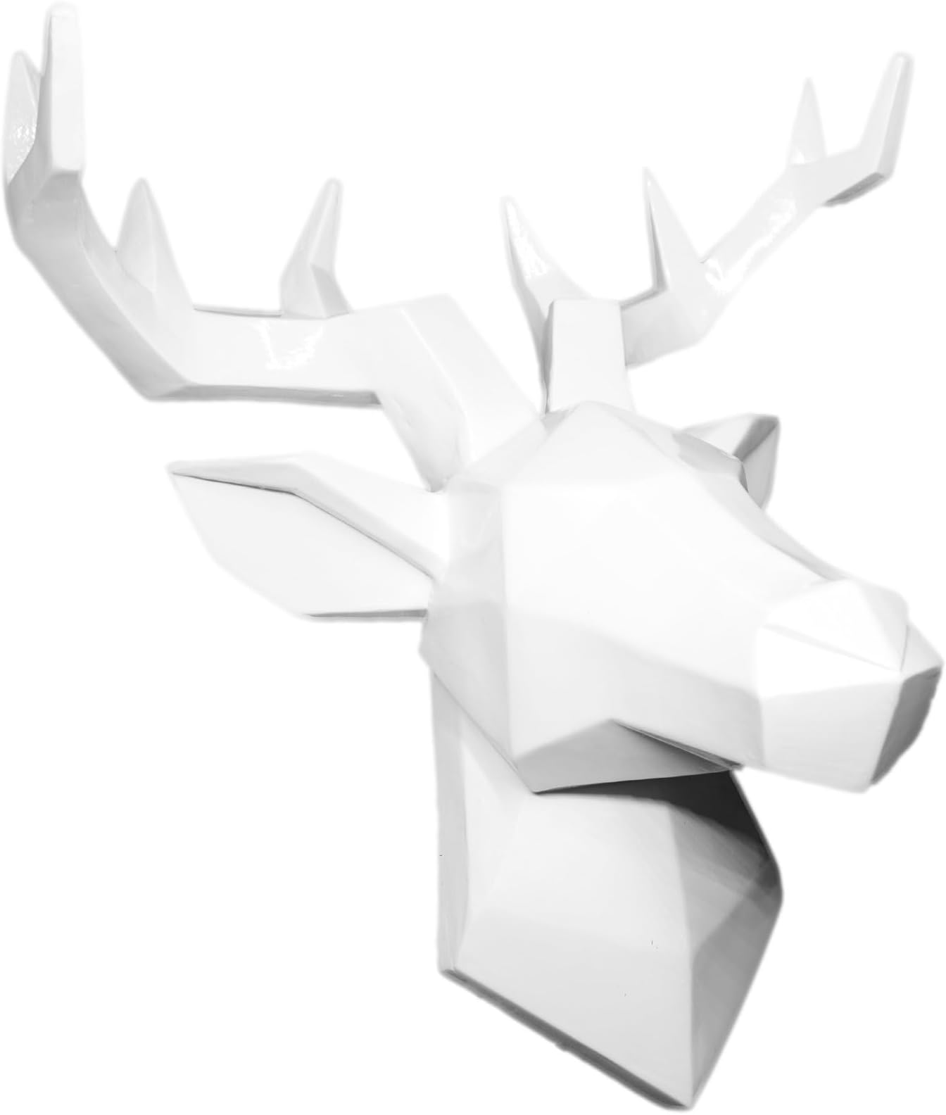 Hansmeier Deer Head Design Sculpture - White - 42 x 41 cm - wall-mount Wall Decoration Home Modern - Robust Material - Noble, Stylish, Abstract