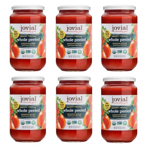 Jovial Whole Peeled Tomatoes, Organic Tomatoes, Non-GMO, 18.3 Oz, 6 Pack