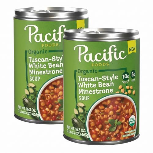 Pacific Foods Organic Tuscan-Style White Bean Minestrone Soup, 16.3 oz Can (Pack of 2)