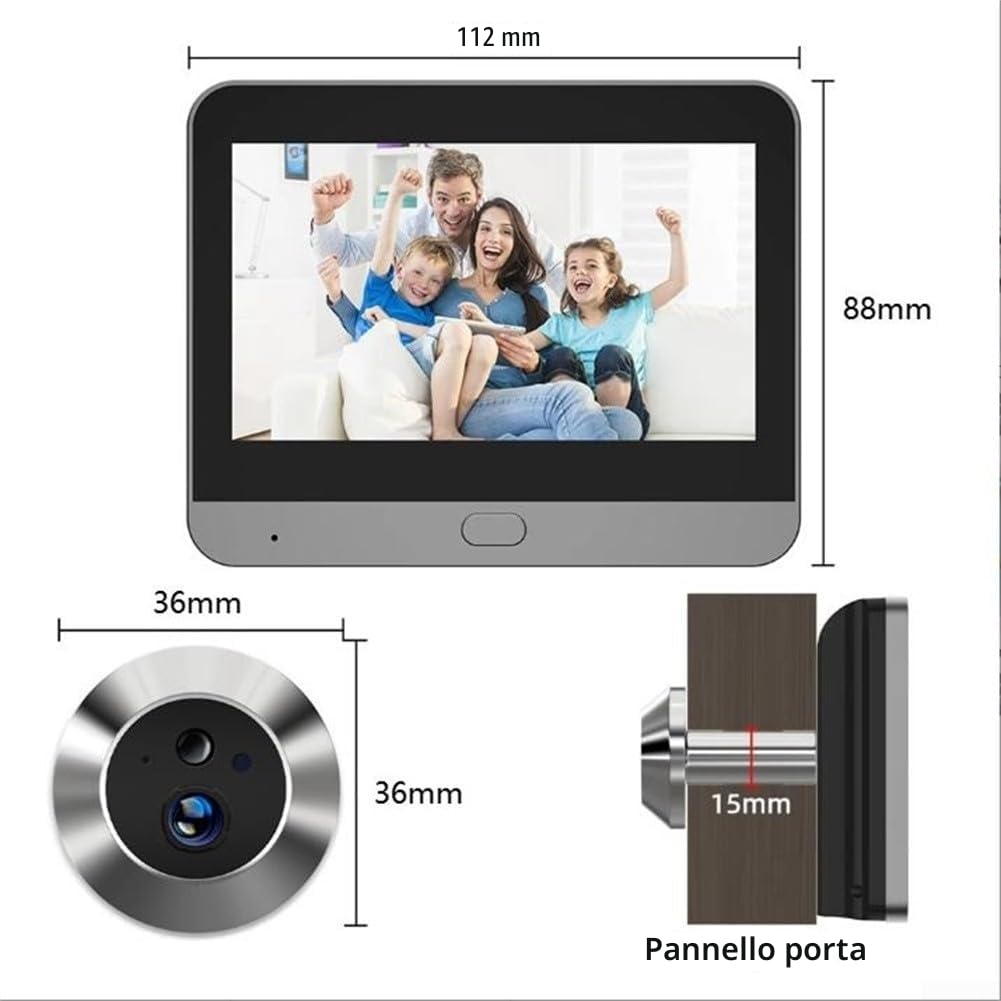 Spioncino visivo senza fili interattivo con tecnologia sensore PIR per avvisi di rilevamento automatico del movimento