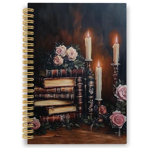 Vintage Floral Book Spiral Notebook, Dark Academia
