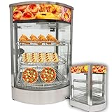 EQCOTWEA Stainless Steel Food Warmer Display Cabinet 3 Tiers Pizza Warmer 30-110°C Ajustable Commercial Heated Bakery Vertical Pastry Egg Tarts Countertop Display Case