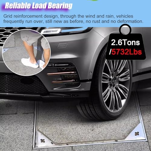 Stainless Steel Septic Tank Manhole Cover - Invisible Hidden Sewage Solution for Driveway, Patio, Pedestrian Access & Commercial Landscaping - Durable, Weather-Resistant Design