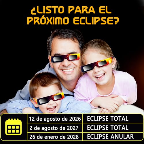 Miniatura 7 de Galaxium 6x Gafas Eclipse Solar Homologadas Iso 12312-2 - Aprobadas Aas 2026 - Certificadas Ce - Seguras Para Observación Directa - Gafas Para Ver Eclipse Solar