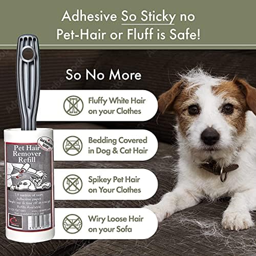 Caraselle Lint Rollers for Pet Hair - Cat & Dog Hair Remover, Lint Roller for Clothes, Furniture, Bedding, Car Interiors, Carpet, Picks up Lint, Hair, Fluff, Debris, 1 x 7.5m Lint Roller + 3 Refills