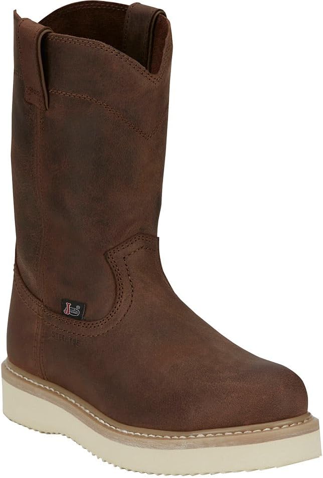 Justin Boot Company Men's RAM 10in Brown Wedge Steel Round Toe Work Boot