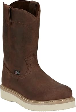 Justin Boot Company Mens RAM 10in Brown Wedge Steel Round Toe Work Boot