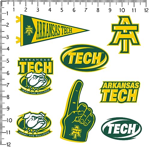 Image of Arkansas Tech University 8ct Vinyl Large Deluxe Stickers Variety Pack - Laptop, Water Bottle, Scrapbooking, Tablet, Skateboard, Indoor /Outdoor - Set of 8