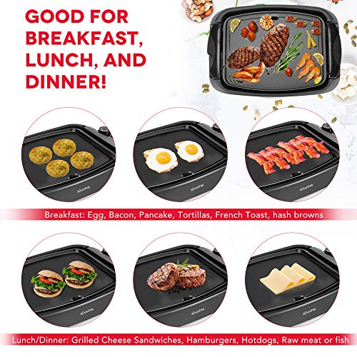 iCucina Flat Electric Griddle Nonstick for Pancakes, Eggs, Quesadillas, Electric Indoor Kitchen Griddle with a Fully Immersible Plate with Removable Dip Tray - Thumbnail 6