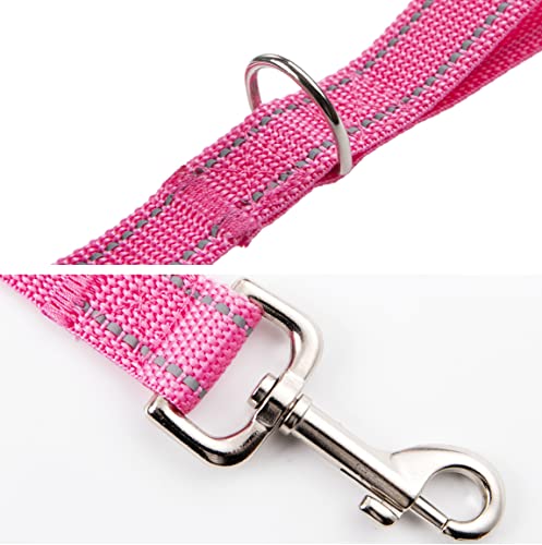 OEFEO 6FT Reflective Dog Leash for Large&Medium and Small Dogs, Strong and Durable Nylon Leashes for Walking and Training, Heavy Duty 6 Foot Dog Leash with D Ring for Puppy (Pink, 1 inch x 6FT) - Thumbnail 3