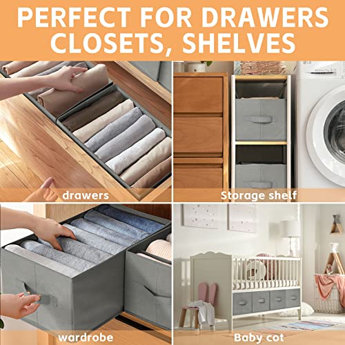 Criusia Large Wardrobe Clothes Organizer, 3 Pack Closet Organizers And Storage With Handles, Foldable Fabric Drawer Organizers Dividers For Clothing, Jeans, Sweater, Bras (14.2X9.8X7.9, 17 Grids, Grey) #TOP5