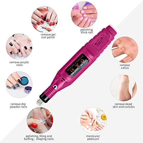 Nail Art Drill Kit, Electric Nail Drill Manicure Filer Kit Nail Buffer Machine Professional, Electric Nail Filer Pedicure Manicure Acrylic Nail, 6 File Diy Nail Polishing Drill Set Buffing Repair Pack #TOP5