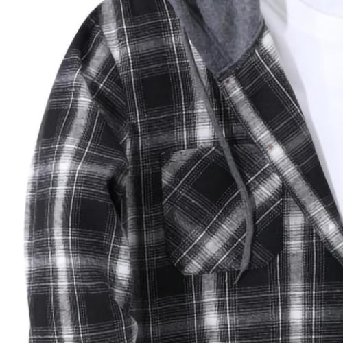 Flannel Shirt for Mens Long Sleeve Button Down Shirts Casual Plaid Hoodies - image 5