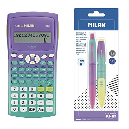 Blíster calculadora científica M240 Sunset Verde & BLÍSTER 1 BOLÍGRAFO + 1 PORTAMINAS Compact Sunset