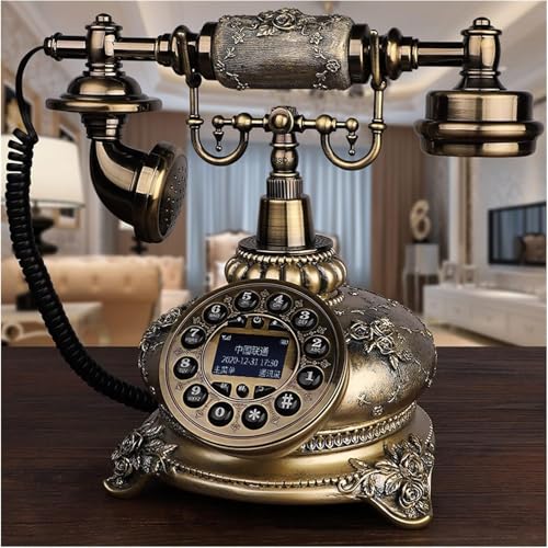 ShreeVoke-PhoneVintage-Retro-Phone-Wired-Corded-Landline-Telephone-Home-with-LCD-Display-Metal-Body-and-Classic-Metal-Bell-Vintage-Decorative-Telephones-Landline-Phone