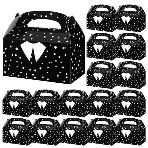 Gilprop 24 Pcs Gothic Party Favors Bulk Gothic Treat Box with Handles Black and White Birthday Party Favor Goodie Gift Boxes for Goth Spooky Themed Celebration Birthday Supplies