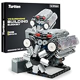 Turtten V8 Engine Model Kit for Teens & Adults - Build Your Own Mini V8 Engine Kit with Visible Combustion Engine that Works, Functional DIY Engineering STEM Kit w/ 535 Pieces for Ages 14+