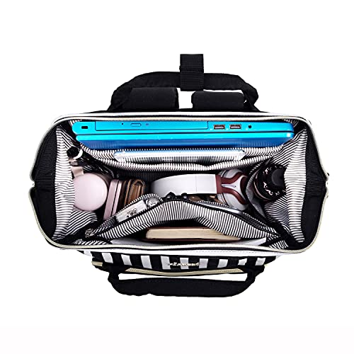 LOVEVOOK Laptop Backpack for Women Work Laptop Bag Stylish Teacher Backpack Business Computer Bags Large Capacity College Laptop Rucksack, Stripe Black 023