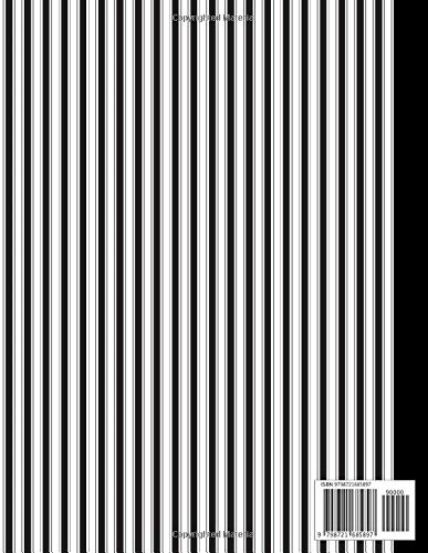 Notebook: White and Black Line Pattern Vertical Design - Size Large (8.5 x 11 inches) -110 Pages - Lined paper - Image 2
