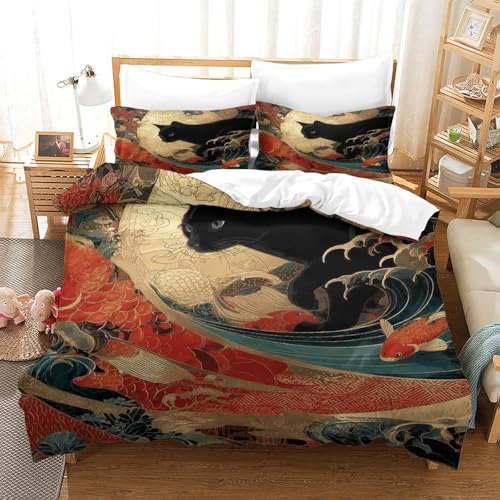 Parure de lit chat noir 3d en microfibre douce pour lit single 140x200cm - 3