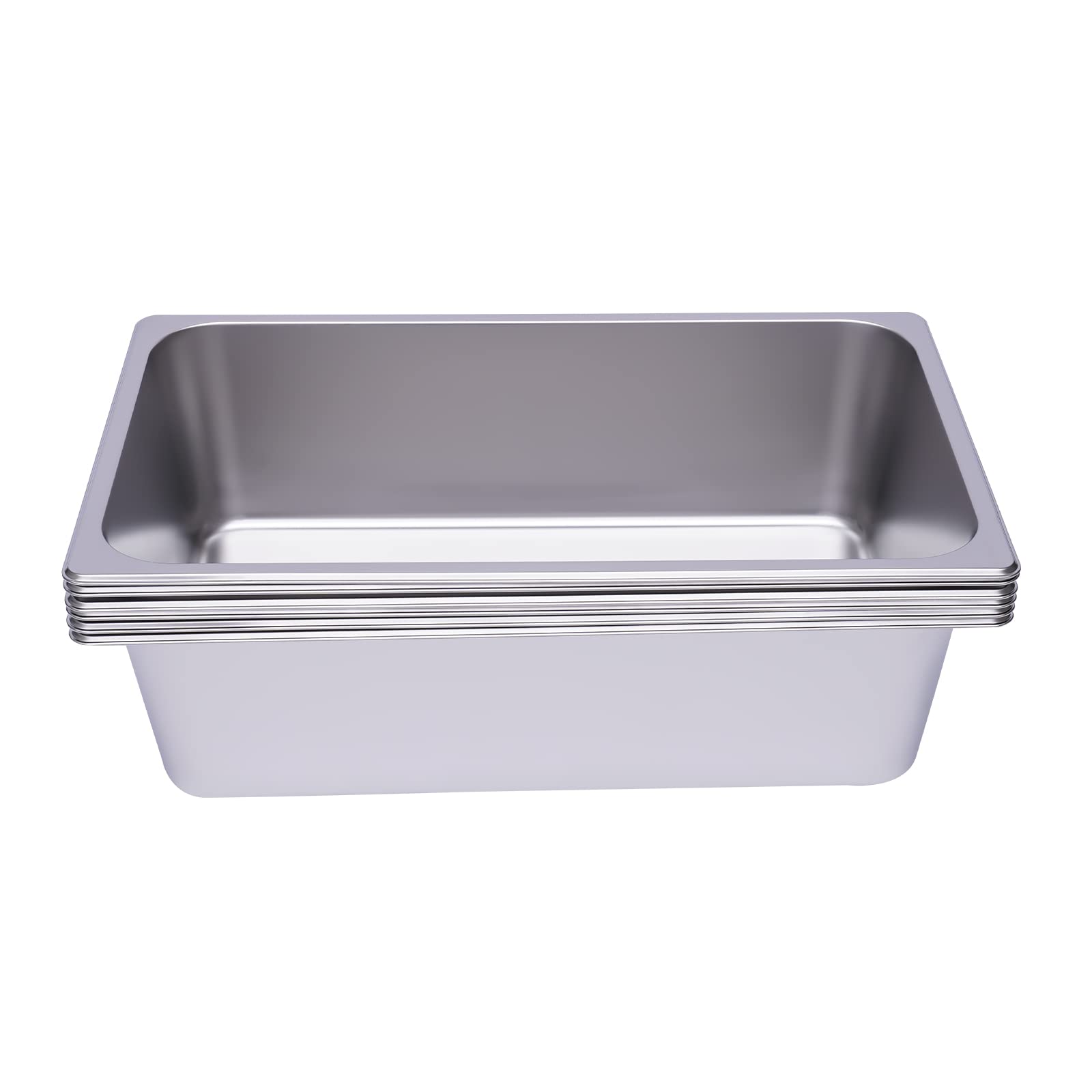 6-Pack 6in Deep Pans 201 Stainless Steel Restaurant Hotel Pan Catering Food Pan Container Steam Table Pans for Commercial and Domestic 20.87x 12.99x 6in per Pan