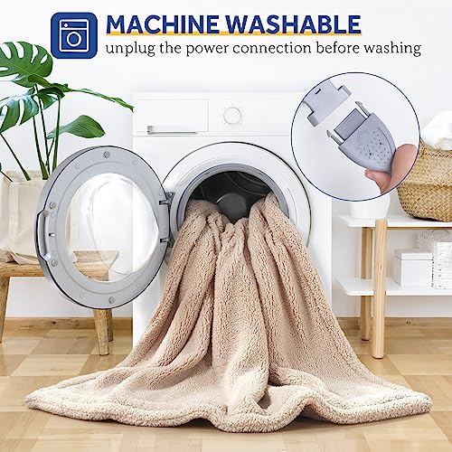 Sealy Electric Blanket Heated Throw 50"x60" Soft Double Sherpa Super Cozy with 6 Fast Heating Levels & 2-10 Hours Auto-Off, Over-Heat Protection, Machine Washable, Camel