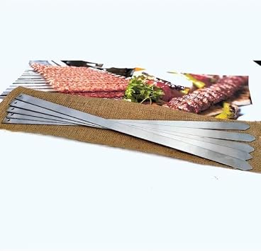 Rotanev 12 Adet Profesyonel Metal Kıyma Şiş (Adana-Urfa-Antep Kebap Şişi)