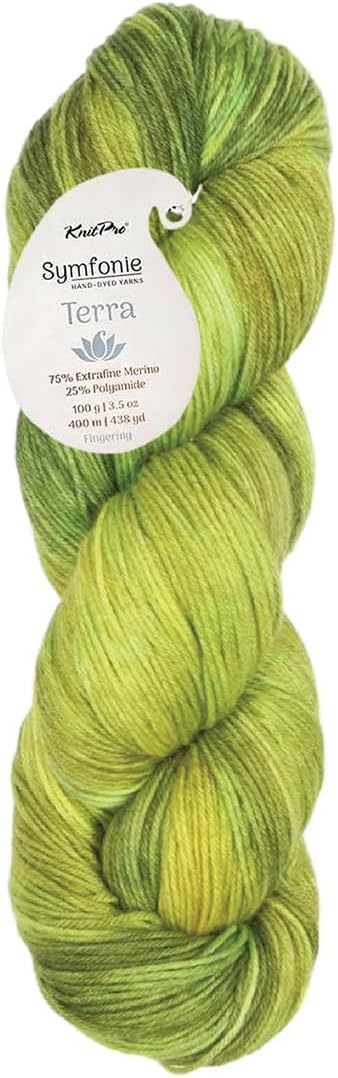 KnitPro Symfonie Fingering Weight Hand Dyed Variegated Yarn Skein | Extra Fine Merino Wool & Polyamide Blend for Knitting & Crocheting, Oeko-TEX Certified 400m, 100g | Terra Lagoon Dream
