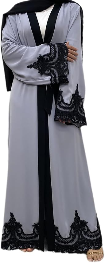 AFAVOM Women Turkey Abaya Islamic Muslim Prayer Dress Embroidered Cardigan Kaftan Dubai Robe Casual Turkish Modest Dress