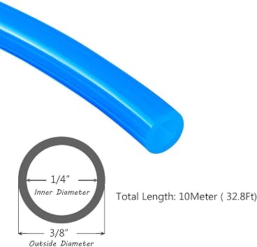 Beduan Pneumatic Tubing Pipe 3/8 OD Blue Air Compressor PU Line Hose Tube for Water Fluid Transfer 10Meter 32.8ft