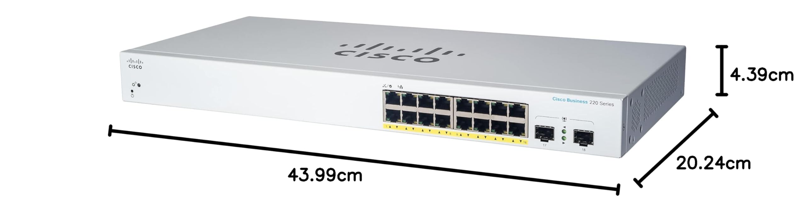 Commutateur Intelligent Cisco Business CBS220-16T-2G | 16 Ports GE | Ports SFP 2 x 1G | Garantie matérielle limitée de 3 Ans (CBS220-16T-2G-EU)