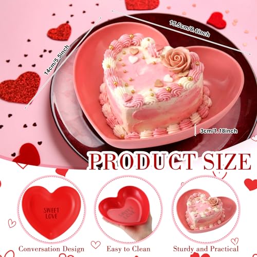 Ceenna 12 Pcs Valentine's Day Heart Shaped Bowls 6.1 Inch Plastic Heart Candy Dishes Dessert Snack Appetizer Plates for Valentine Wedding Fruits Salad Candy Dessert Kitchen Cooking Party Supplies by Ceenna - Image 3