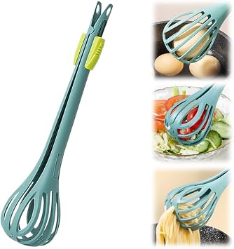 2 in 1 Silicone Egg Beater & Food Clip - 2026 New Multifunctional Kitchen Gadget for Whisking, Gripping Boiled Eggs, Noodles, Bread Green