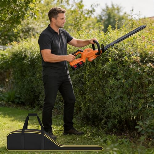 Tanmqin Hedge Trimmer Storage Bag for Black+Decker/for EGO Power+/ for DEWALT/for Worx/for DocSmart. 46.85" Shrub Trimmer Carry Case with 4 Pockets for Accessories, Gardening Yard Work,Bag Only