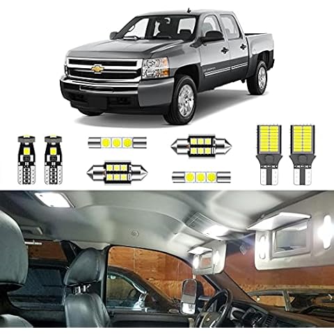 LIGHSTA 12PCS Super Bright White LED Interior Light Kit Package for Chevrolet Silverado/GMC Sierra 2007 2008 2009 2010 2011 2012 2013 + Cargo Lights + License Plate Lights and Install Tool Cover
